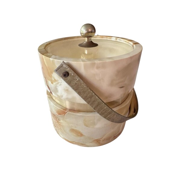 MCM Faux Marble Morgan &Co Ice Bucket | Vintage Bucket Brigade Barware - Picture 6 of 7